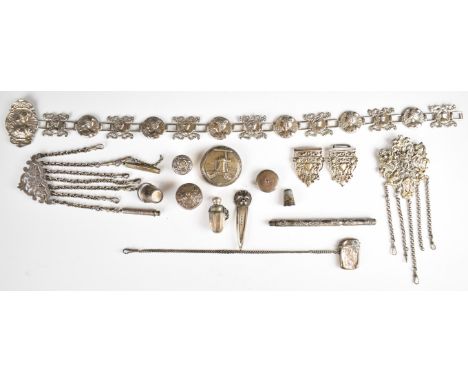 Hallmarked silver and silver plated items to include Victorian hallmarked silver tape measure, Mordan or similar hallmarked s
