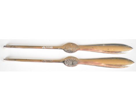 Pair of George V hallmarked silver lobster picks, Sheffield 1935, maker William Hutton &amp; Sons Ltd, length 19cm, weight 59