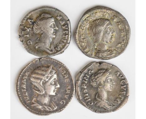 Four Roman silver Denarius of various Empresses to include Crispina 178-182 AD draped head right rev Concordia standing left 