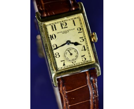 Patek Philippe &amp; Co Art Deco 18ct gold gentleman's wristwatch with inset subsidiary seconds dial, blued hands, black Arab