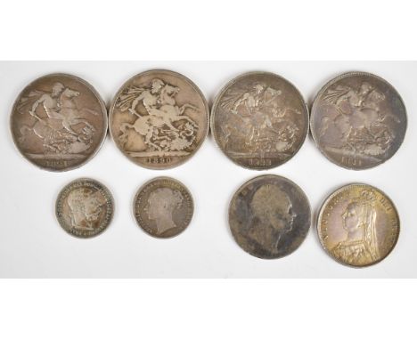 Approximately 142g of Georgian, Victorian and later pre-1920 British silver coinage to include 1821, 1821, 1822 and 1890 crow