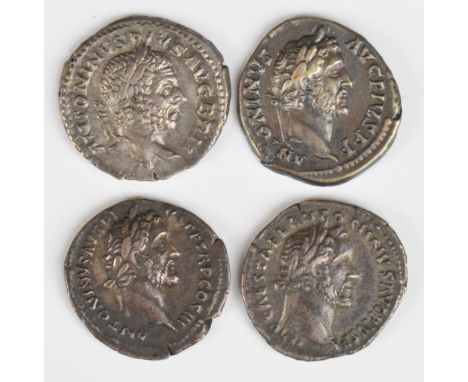 Four Roman silver Denarius of Antonius Pius, all 138-161 AD and laureate head right, comprising rev Clementia standing left h