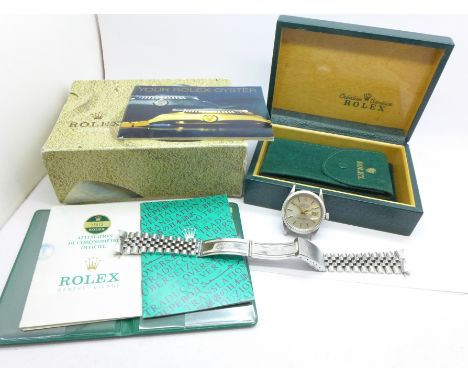 A Rolex Oyster Perpetual Datejust chronometer wristwatch, 16000 case back, 3035/0777523, 27 jewels, 6383967 