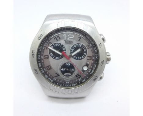 A stainless steel Swatch Irony chronograph wristwatch with date 