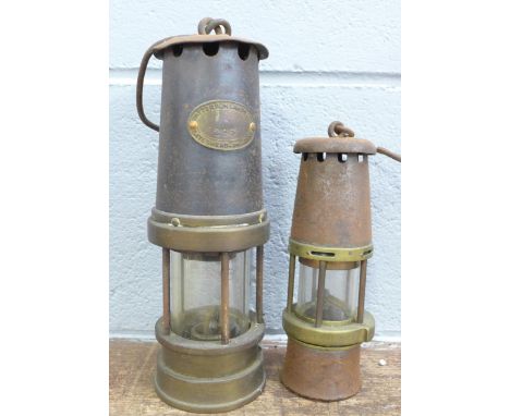 A Patterson Lamps Ltd. miner's safety lamp and one other smaller 