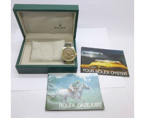 A Rolex Oyster Perpetual Datejust chronometer wristwatch, 16000 case back, 3035/1956673, 27 jewels, boxed 