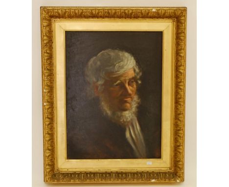 A 19th century oil on canvas portrait of a bearded man, 40 x 30cm 