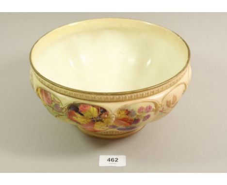 A Royal Worcester fruit bowl painted blackberries, 1895, No 1453, 24cm diameter 