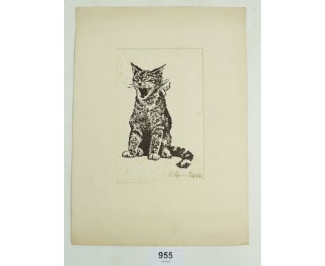 E Lynas Gray - print of a cat 15/50 'Can't You Love Me'