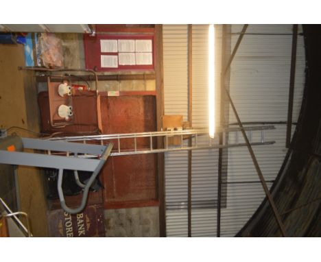 An aluminum extending ladder 