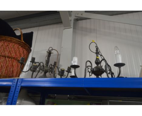 Two metal light fittings