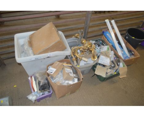 A large quantity of various light fittings and various electrical components