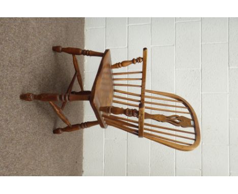 19th century ash and elm high back Windsor armchair, stick and pierced splat back, turned supports connected by H stretcher, 