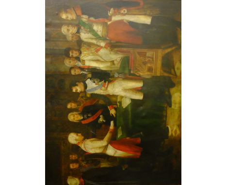 French School (20th century): Napoleon signing a Treaty, oleograph 90cm x 121cm
