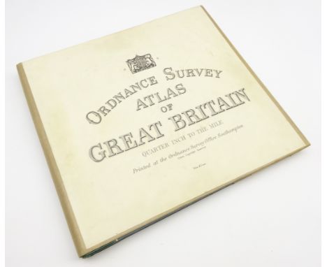 'Ordnance Atlas of England and Wales' bound with the Atlas of Scotland 1924 with double page maps, oblong quarto with d/w Con