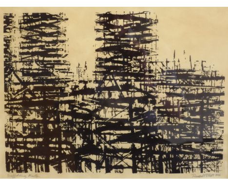 After Russell Platt (British 1920-2015): 'Scaffolding, York Minster', lithograph signed, titled and dated 1966 in pencil Cond