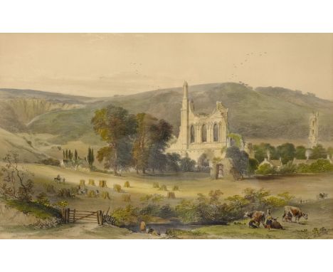 After William Richardson (British fl.1842-1877): 'Abbey and Vale of Byland', colour lithograph titled in the plate 31cm x 49c