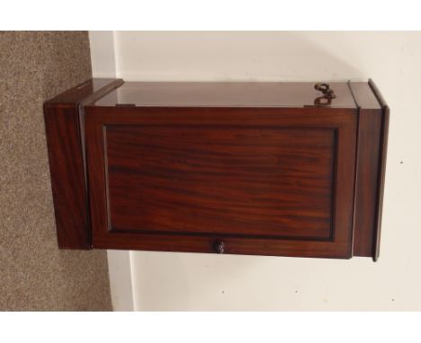 19th century mahogany pot cupboard, square moulded top above  paneled door, enclosing single pine shelf, on plinth base, W41c