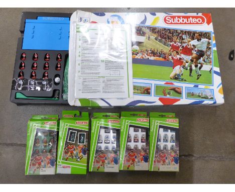 A Subbuteo set, complete and five extra teams, boxed 