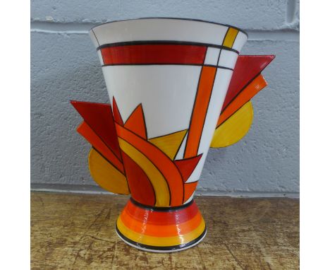 A Brian Wood Ceramic Artists Jazz design vase, signed by Deborah Wood, 20.5cm 