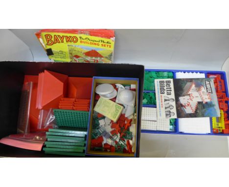 Two building sets, Bayko 2X and Airfix Betta Bilda Set No.2 