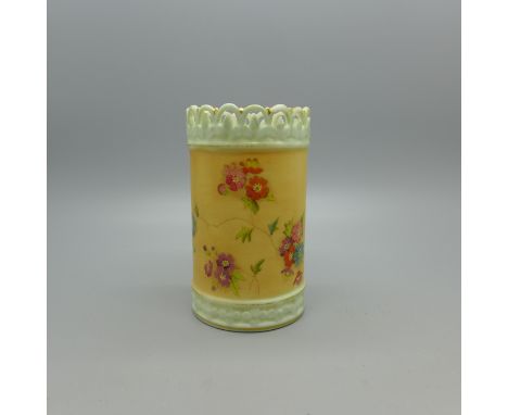 A Royal China Works Worcester cylindrical pot, 8.5cm 
