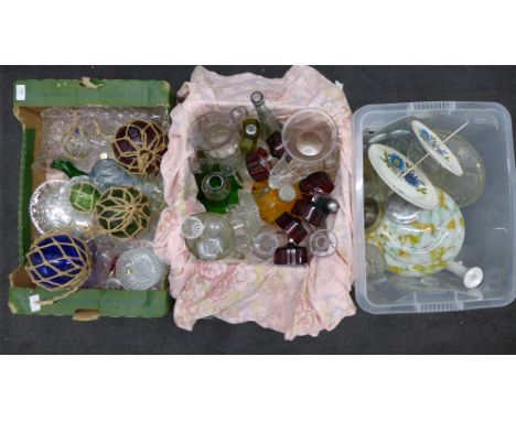 Three boxes of assorted glassware, light covers and other tableware **PLEASE NOTE THIS LOT IS NOT ELIGIBLE FOR POSTING AND PA