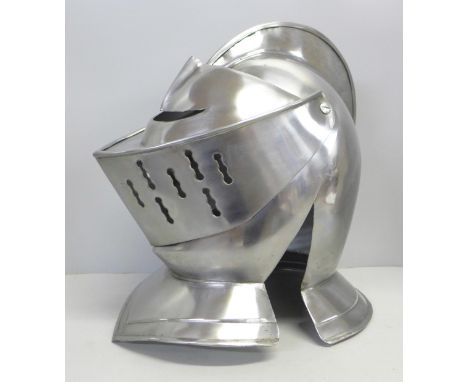 A Middle Ages close helm replica helmet 