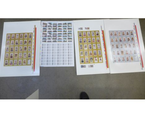 Five uncut proof sheets of John Players cigarette insert playing card sets, 'England's Royalty' with gold and silver backgrou