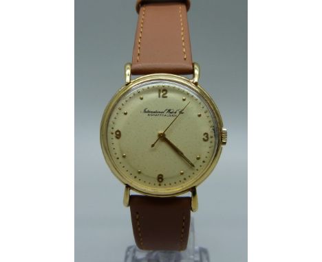 An 18ct gold manual wind IWC wristwatch, 35mm case 