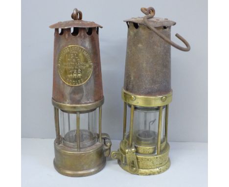 An Eccles Type 6 miners lamp and one other 