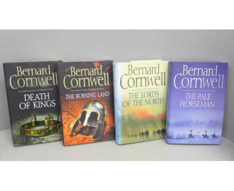 Four hardback first edition novels by Bernard Cornwell from The Lost Kingdom series; The Pale Horseman,  The Lords of The Nor