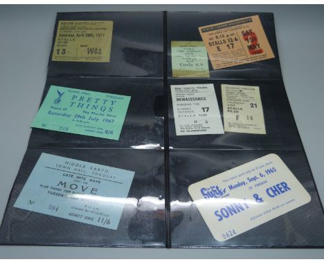 A collection of 17 ticket stubs including Amen Corner, Freddie and the Dreamers, The Byrds, The Who, Demis Roussos, Chicken S