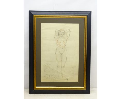 After Pablo Picasso (Spanish 1881-1973): Female Nude, pencil with coloured chalk inscribed and titled 51cm x 33cm Condition R
