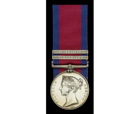 Military General Service 1793-1814, 2 clasps, Martinique, Guadaloupe (Joseph Norton, 90th Foot.) minor edge bruising and cont