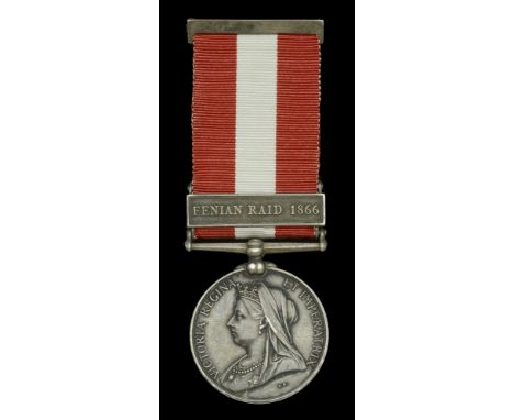 Canada General Service 1866-70, 1 clasp, Fenian Raid 1866 (493. Sergeant. R. Dixon C.S. Corps.) impressed naming, with top si