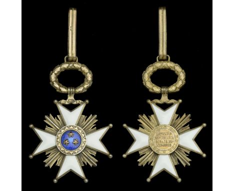 Latvia, Republic, Order of the Three Stars, Commander’s neck badge, by W. F. Muller, Riga, 68mm including wreath suspension x