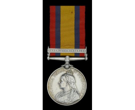 Queen’s South Africa 1899-1902, 1 clasp, Defence of Kimberley (Pte. R. Switzer. Kimberley Town Gd:) light contact marks, very