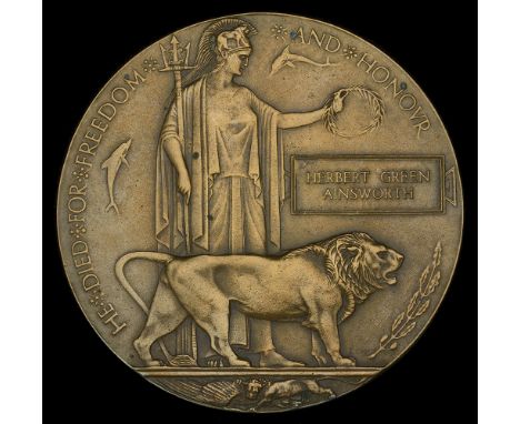 The Memorial Plaque to Second Lieutenant H. G. Ainsworth, Manchester Regiment, who was killed in action at Poelcappelle, duri