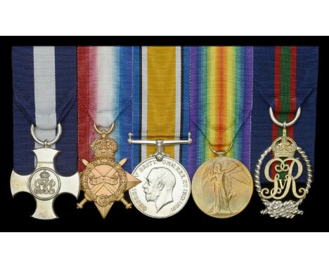 A scarce Great War D.S.C. group of five awarded to Surgeon-Commander A. G. V. Elder, Royal Naval Volunteer Reserve, for servi