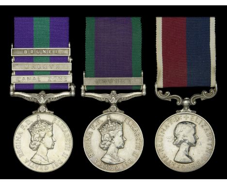 Three: Sergeant E. H. Tunstall, Royal Air Force  General Service 1918-62, 3 clasps, Canal Zone, Malaya, Brunei, with unoffici