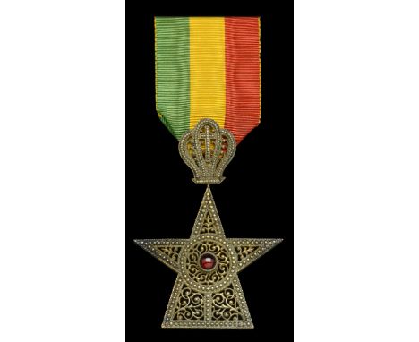 Ethiopia, Empire, Order of the Star of Ethiopia, Knight’s breast badge, 74mm including suspension x 54mm, gilt, with glass ‘r