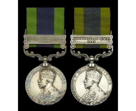 India General Service 1908-35, 1 clasp, Afghanistan N.W.F. 1919 (2) (240178 Pte. W. F. Latimer. Hamps. R.; 115232 Pte J. E. D