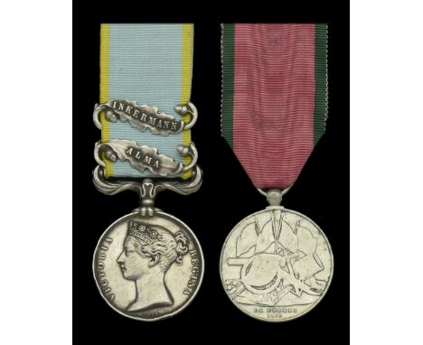 Pair: Private R. Whitlock, Rifle Brigade  Crimea 1854-56, 2 clasps, Alma, Inkermann (Robert Whitlock. 1st. Bn. Rifle Bde.) of