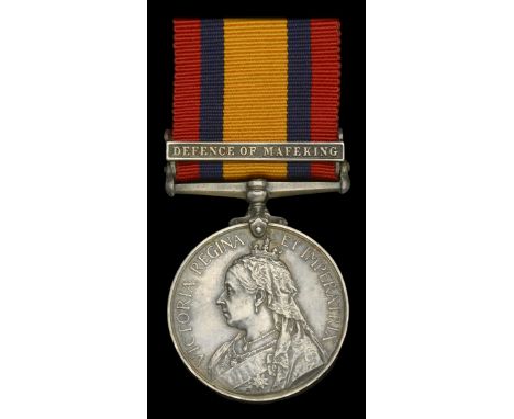 The rare ‘Defence of Mafeking’ Queen’s South Africa Medal awarded to Private R. Wright, Mafeking Cadet Corps, a 14-year old s