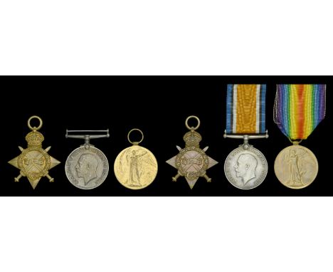 Three: Gunner J. T. Highman, Royal Field Artillery, who was killed in action on the Western Front on 21 July 1916 1914-15 Sta