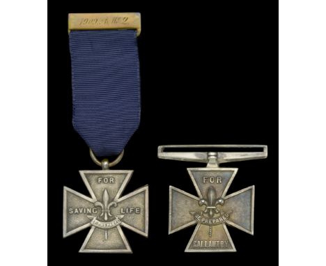 Boy Scouts Association Gallantry Cross, 2nd Class (2), 1st issue, silver, unnamed, with ring suspension and integral top riba