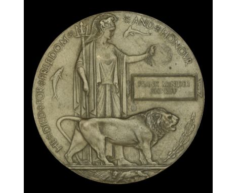 The Memorial Plaque awarded to Lieutenant F. M. Shirriff, 25th Battalion (Nova Scotia Rifles), Canadian Infantry, who was men