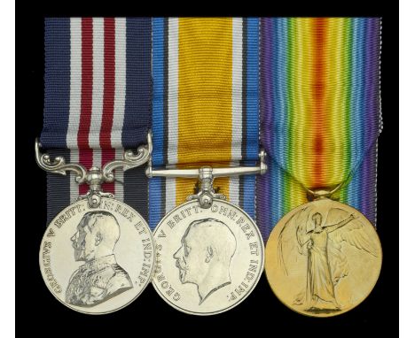 A Great War M.M. group of three awarded to Company Quarter-Master Sergeant F. E. W. Smith, 102nd Battalion (North British Col