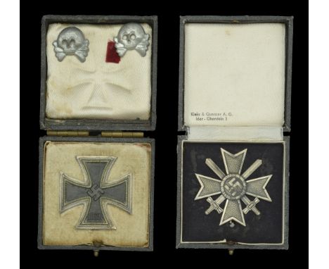 A German Second World War Iron Cross First Class and War Service Cross First Class. The Iron Cross First Class cased, non mak